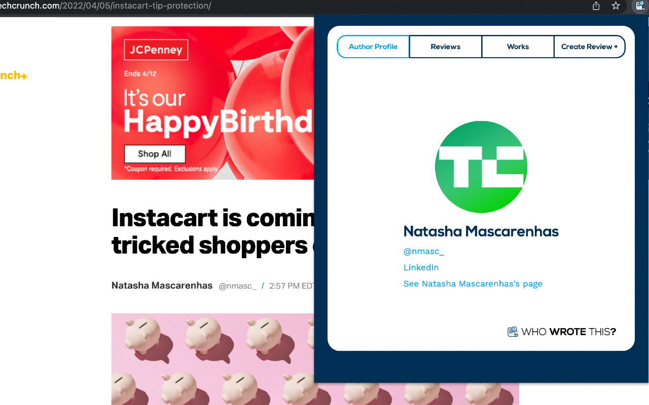 Who Wrote This? (browser plugin) gallery image