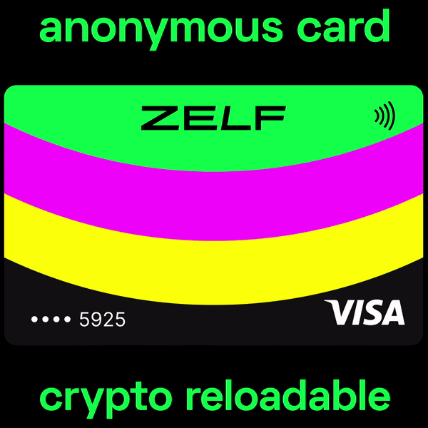 ZELF anonymous debit card with crypto thumbnail image