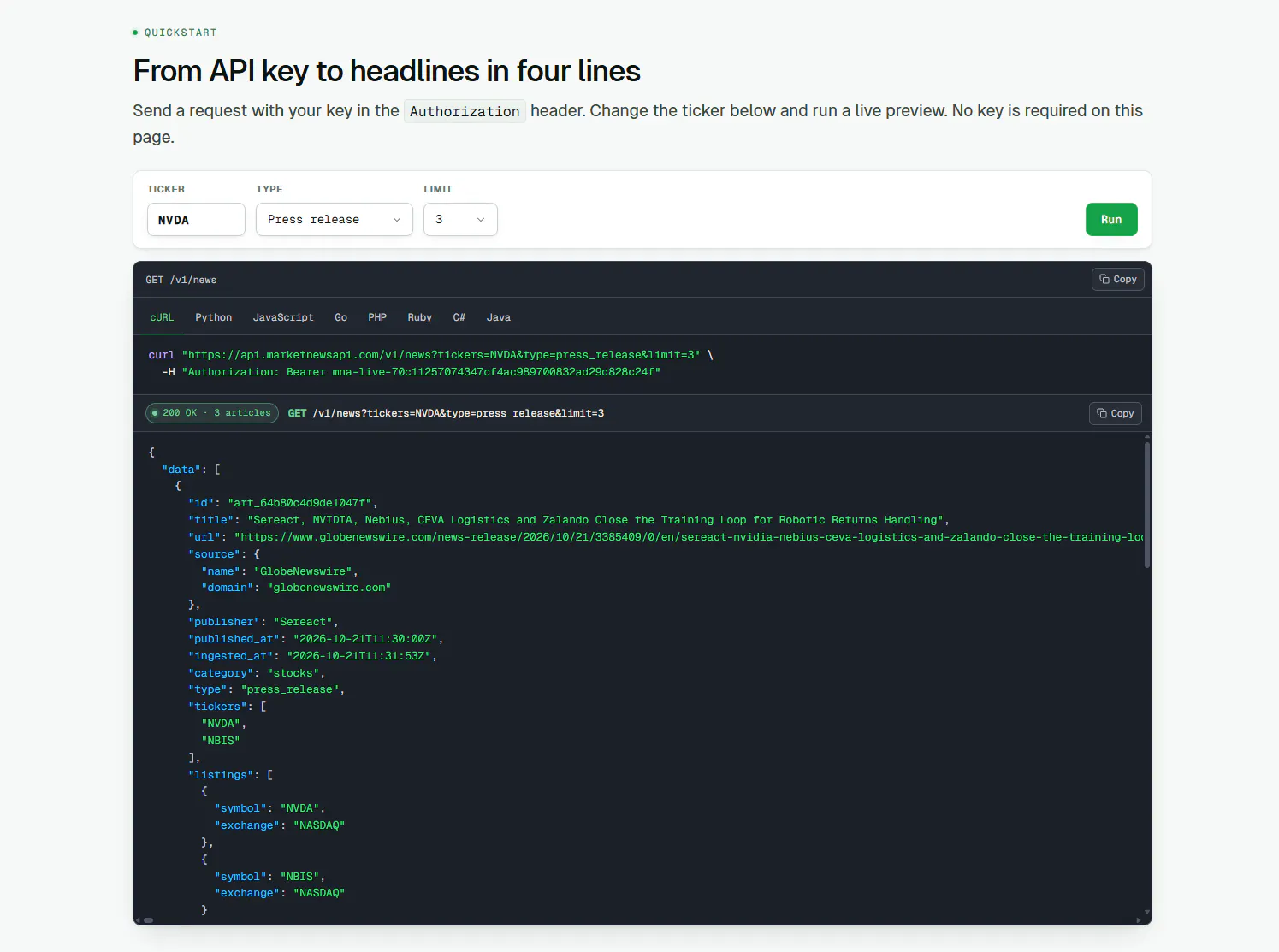 MarketNewsAPI gallery image