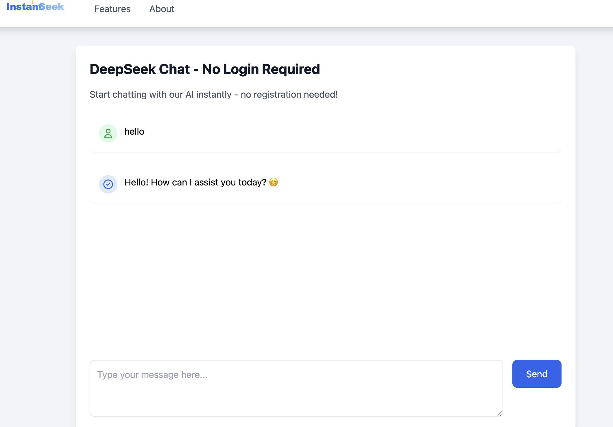 แชทลึก - สัมผัสการแชท AI ที่ทรงพลังของ Deepseek โดยไม่ต้องเข้าสู่ระบบ media 2