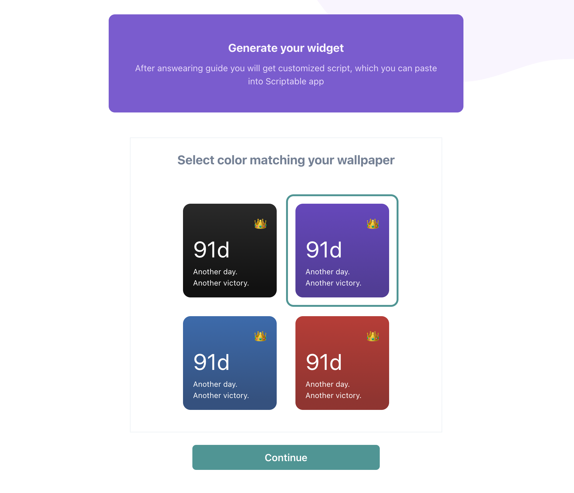 NoFap streak | Generate countup widget gallery image