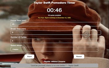 Taylor Swift Pomodoro Timer gallery image