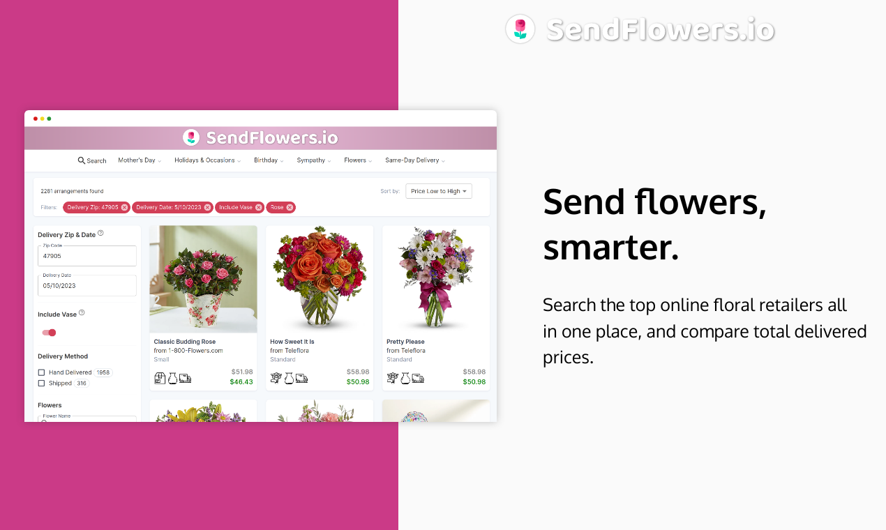 وسائط SendFlowers.io - مثل قوارب الكاياك ، ولكن لتسليم الزهور 1