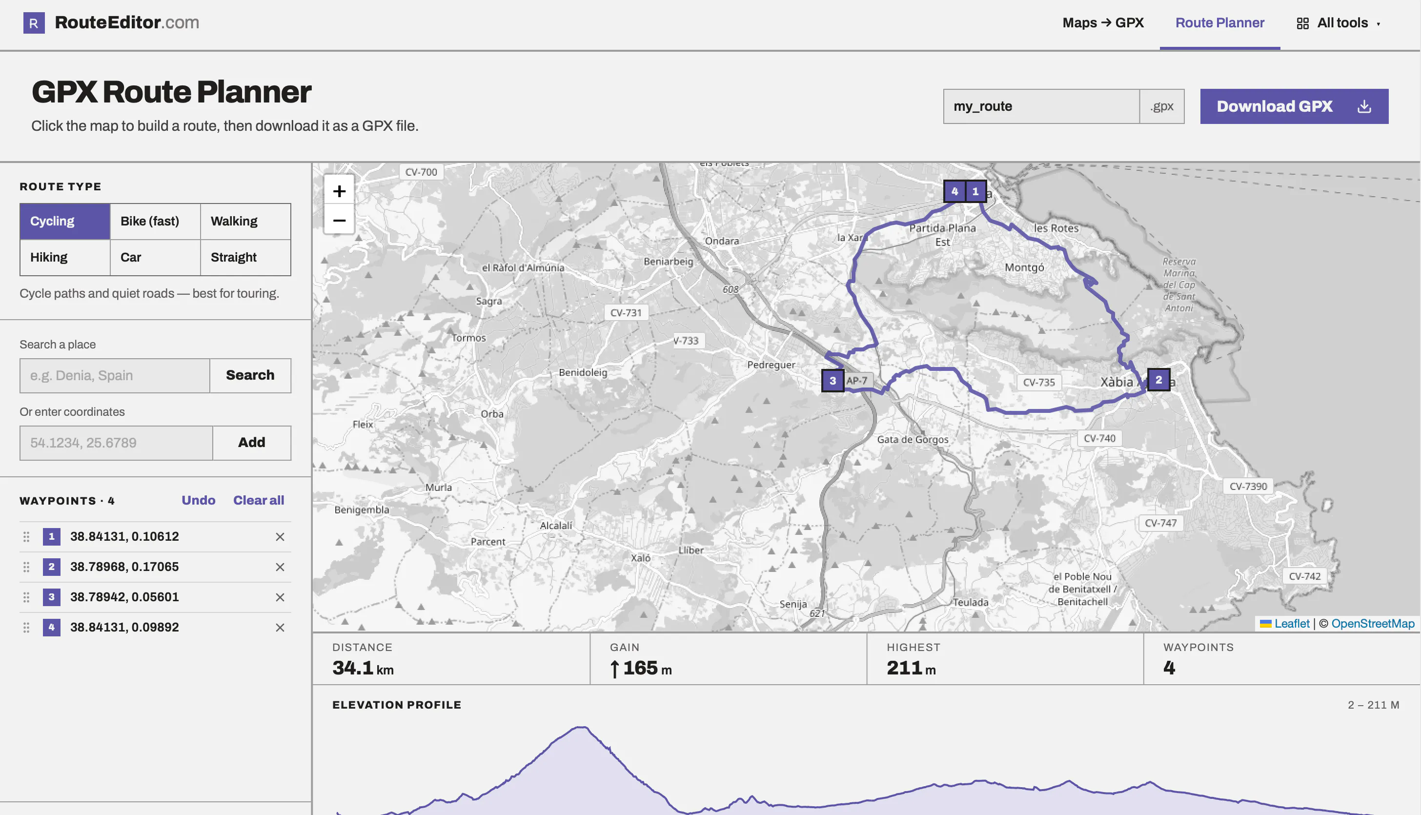 RouteEditor.com — GPX, FIT & TCX tools