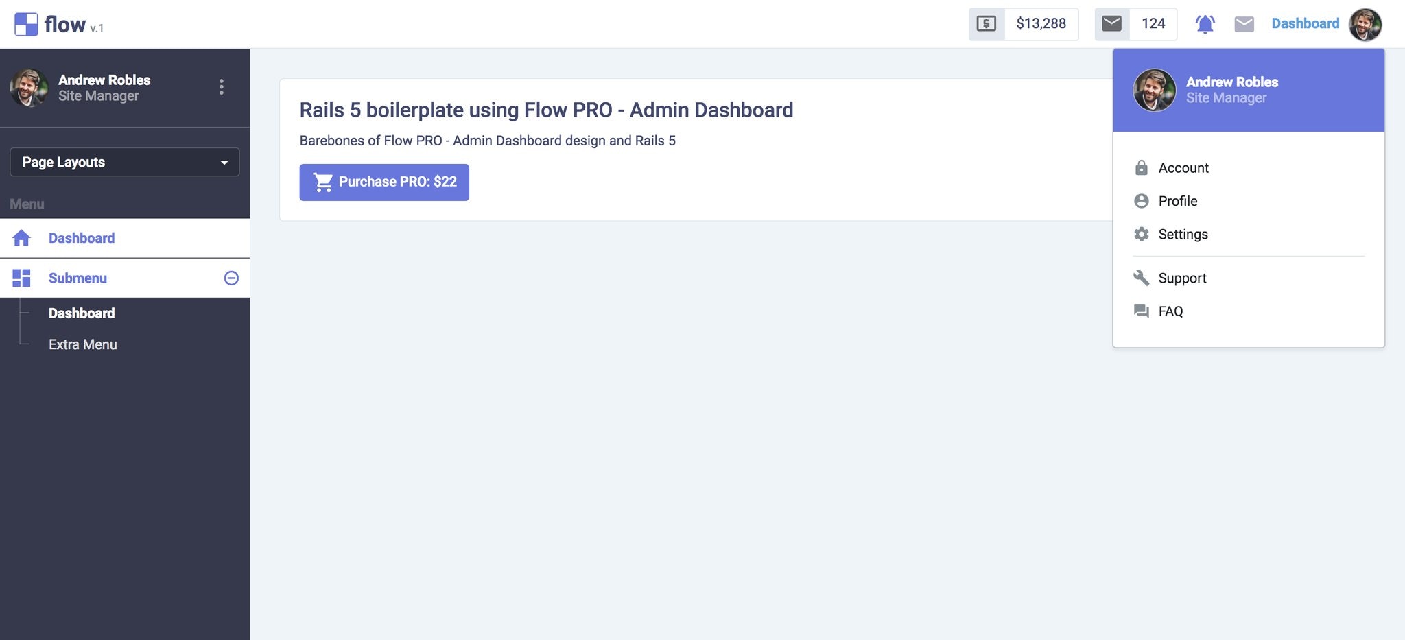 Rails 5 FREE Theme - Bootstrap 4 Admin Dashboard gallery image