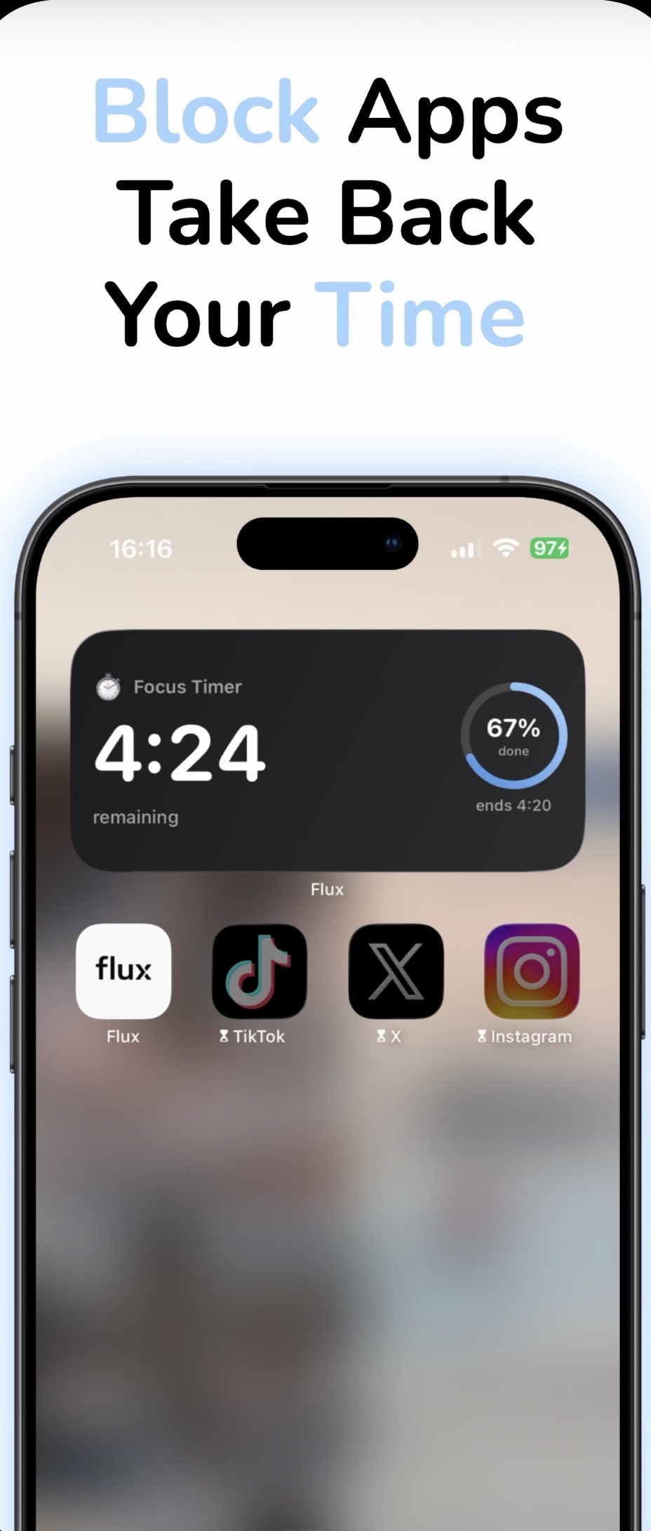 Flux screen time control  - Product Hunt launch logo and brand identity