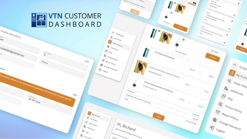 VTN Customer Dashboard Shopify App screenshot 1