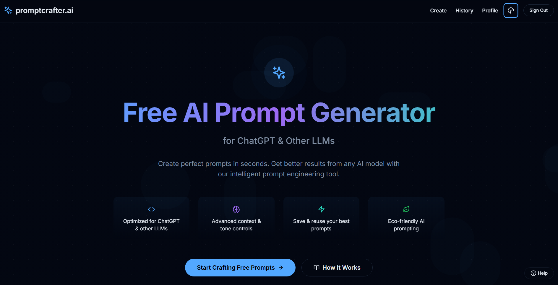 PromptCrafter.Ai - ChatGpt 및 기타 LLMS 용 무료 프롬프트 생성기 미디어 1