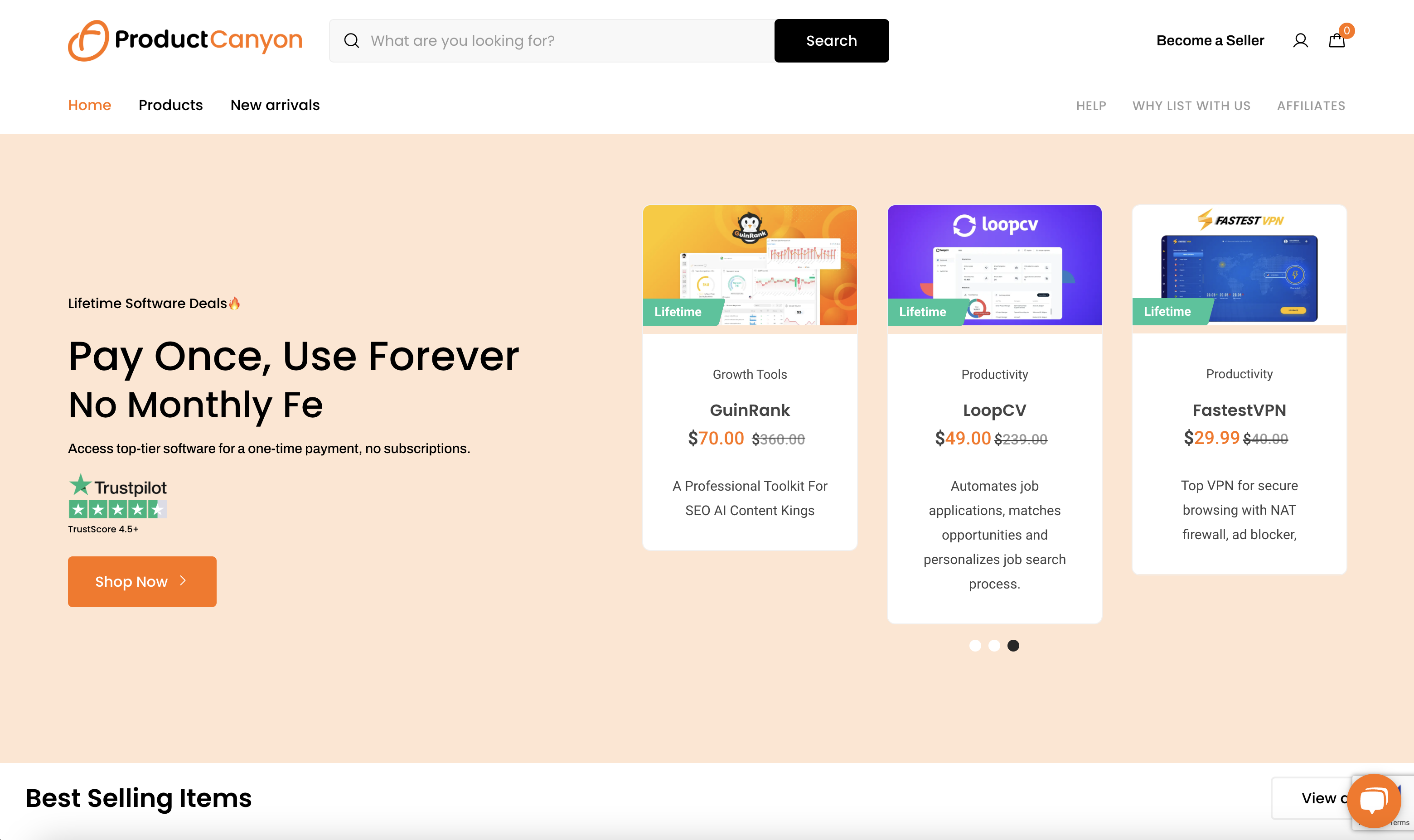 Produkt Canyon - Lifetime Software Deals Marketplace für Unternehmer Medien 2