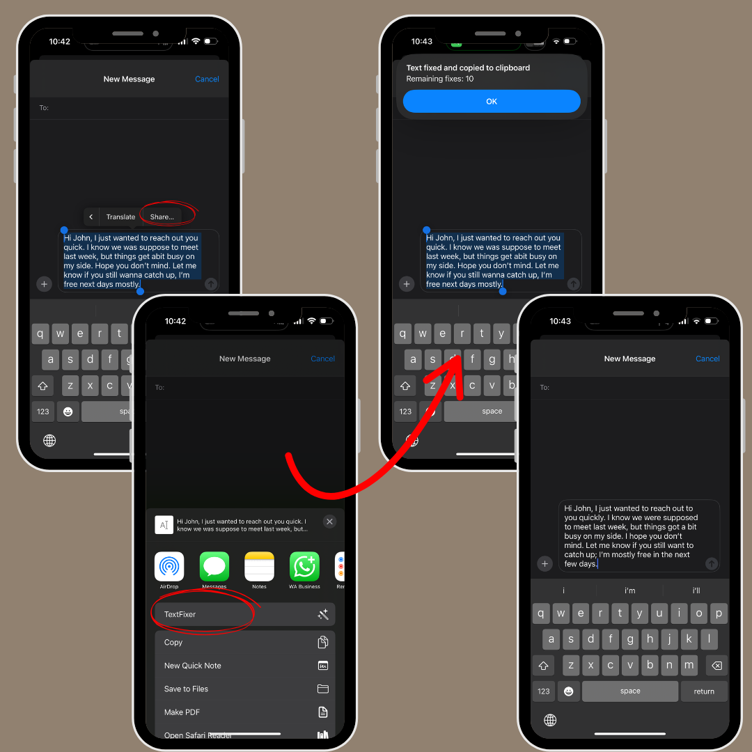 การแก้ไขข้อความ - เป็นระเบียบในการเขียนของคุณทันที - ทางลัด iOS ขับเคลื่อนโดย AI media 5