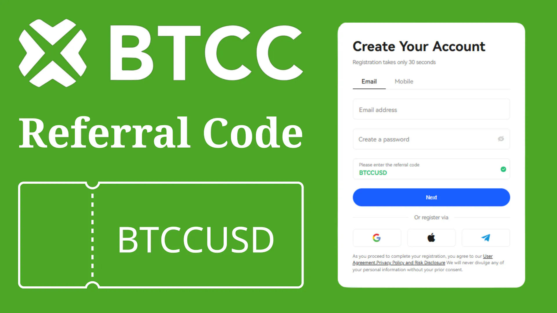 BTCC Referral Code BTCCUSD Signup Bonus gallery image