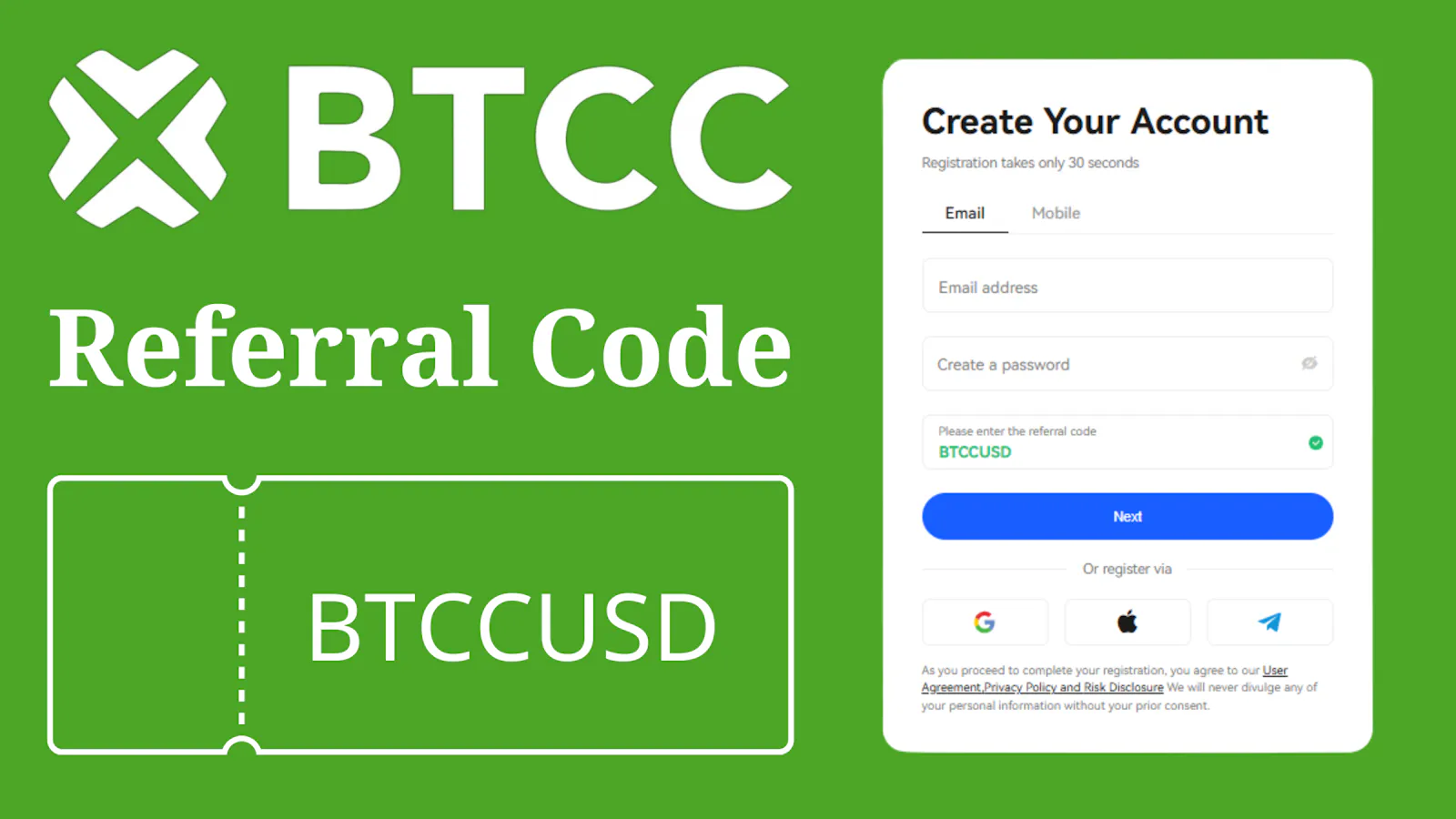 BTCC Referral Code BTCCUSD Signup Bonus screenshot 1