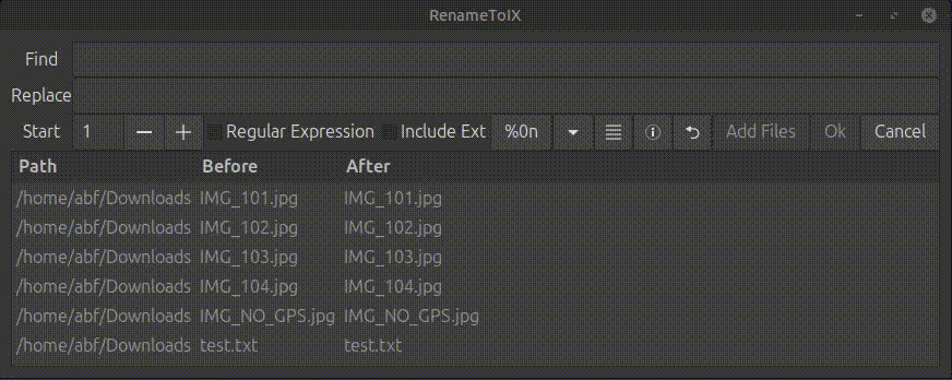 Umbenametoix - Visuelle Linux -Datei umbenannt mit Makros und vielen Funktionen Medien 4