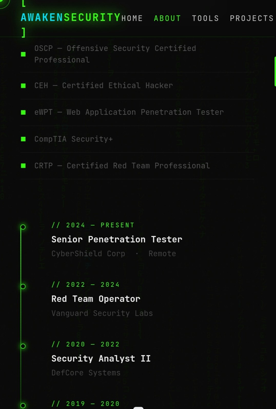 Cyber Portfolio — Terminal UI media 2