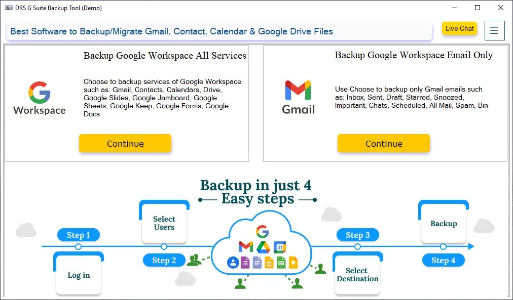 DRS sobech Google Workspace Strumento di backup - Eseguire il backup dell'intero spazio di lavoro di Google con uno strumento intelligente media 2