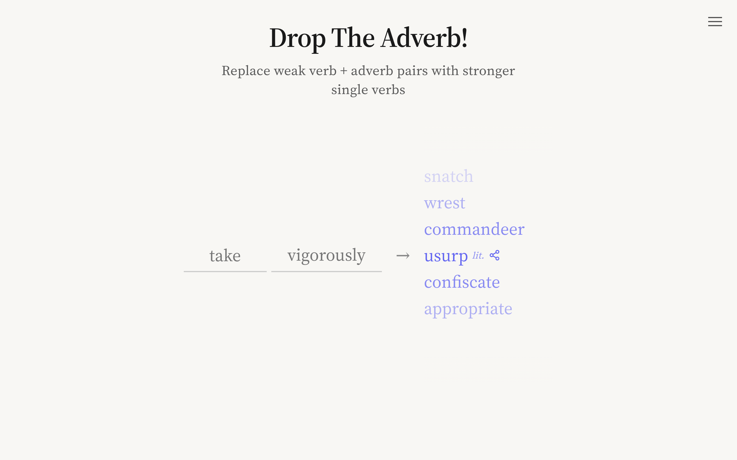 Drop The Adverb - Screenshot 2 showing product features and functionality