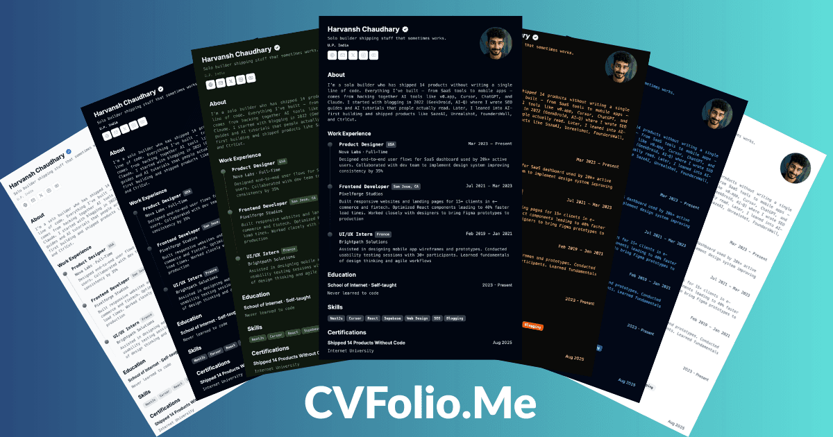 Mídia 2 de CVFolio.Me - Retomar PDF para o impressionante site de portfólio em 60 segundos