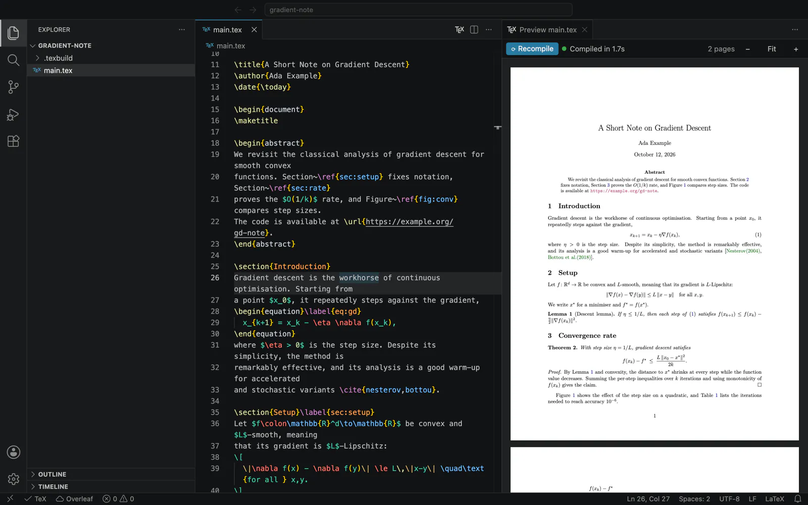 TeX Side Preview in VSCode screenshot 1