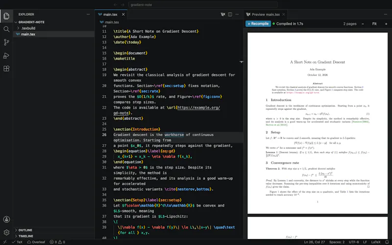 TeX Side Preview in VSCode screenshot 1