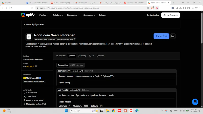 Noon.com Search Scraper screenshot 2