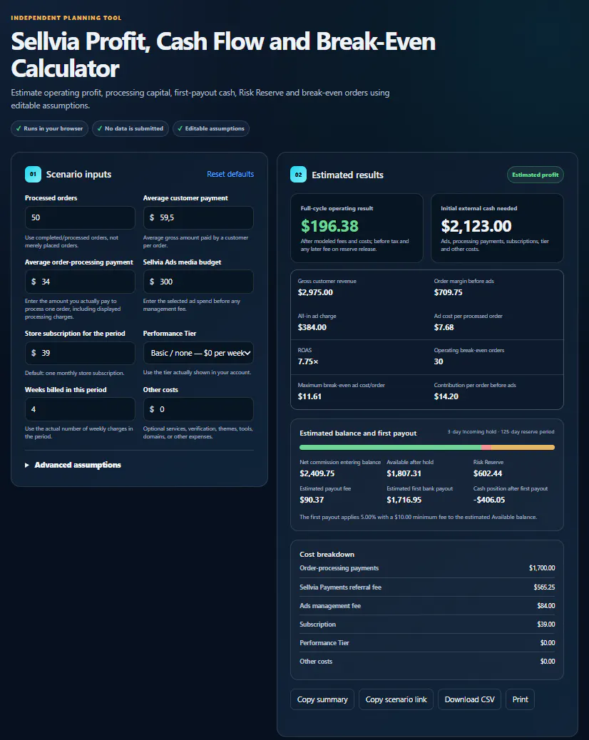 Sellvia Profit Calculator gallery image
