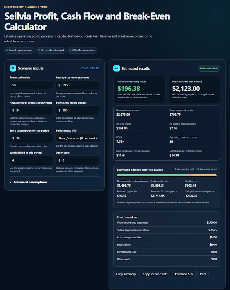 Sellvia Profit Calculator screenshot 2