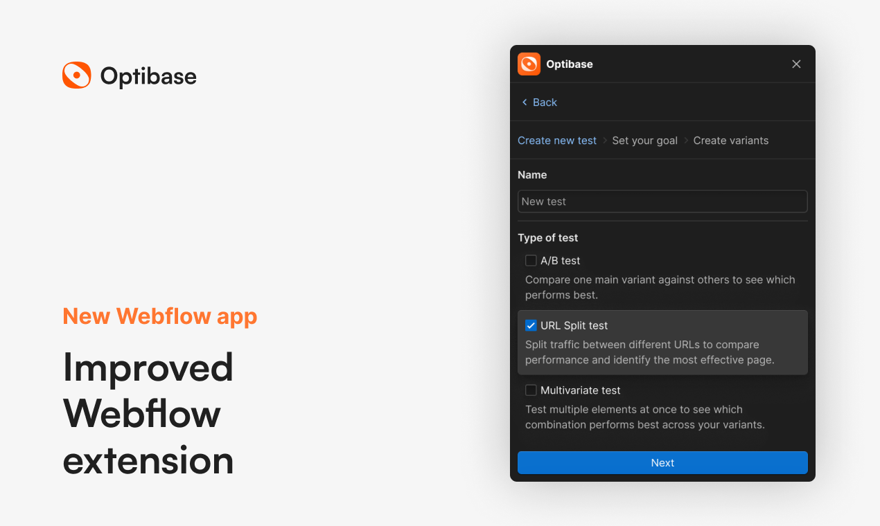 Optibase 2.0 - Die ultimative A/B -Test -App für Webflow Medien 4