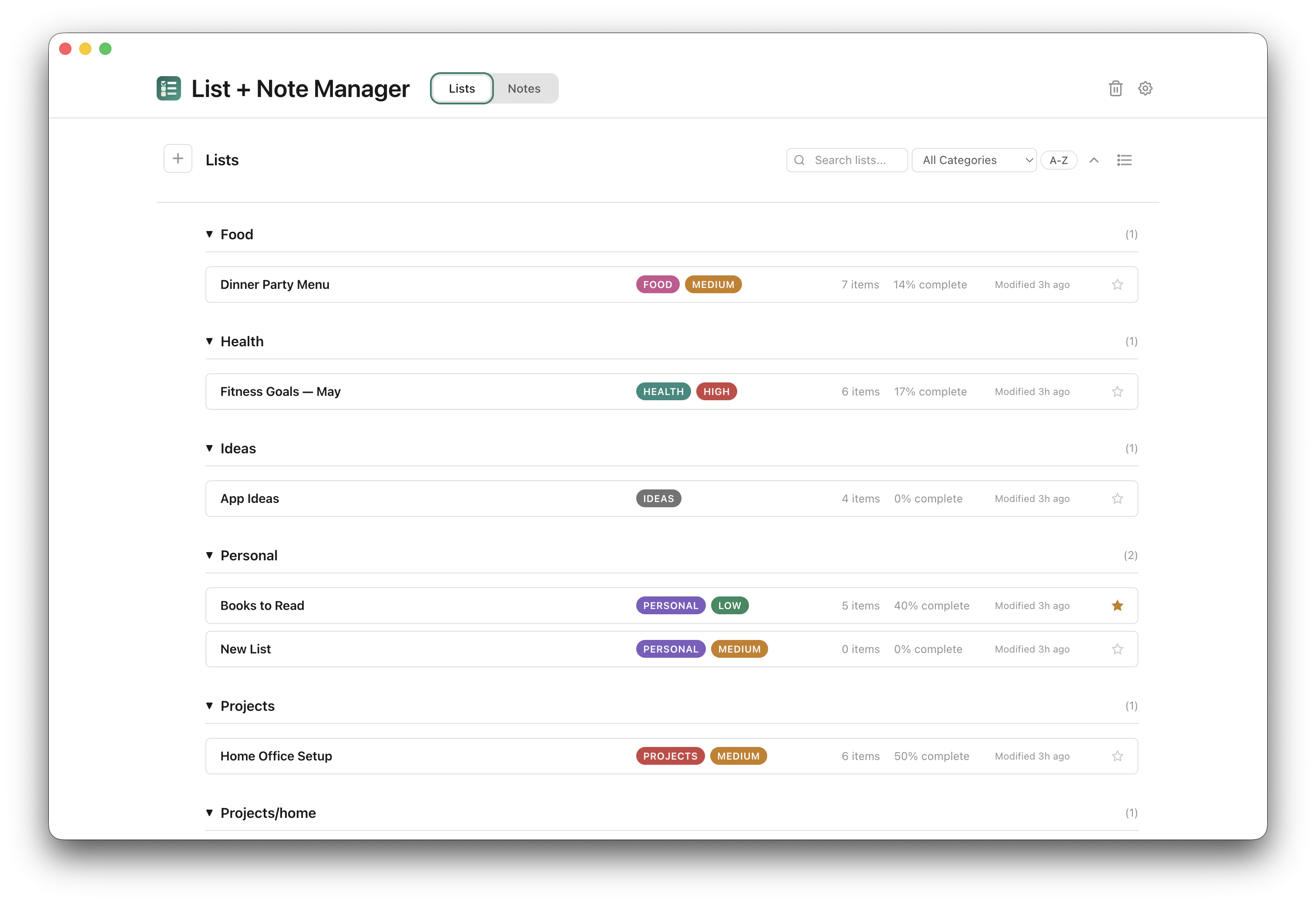 Lists & Notes screenshot 1