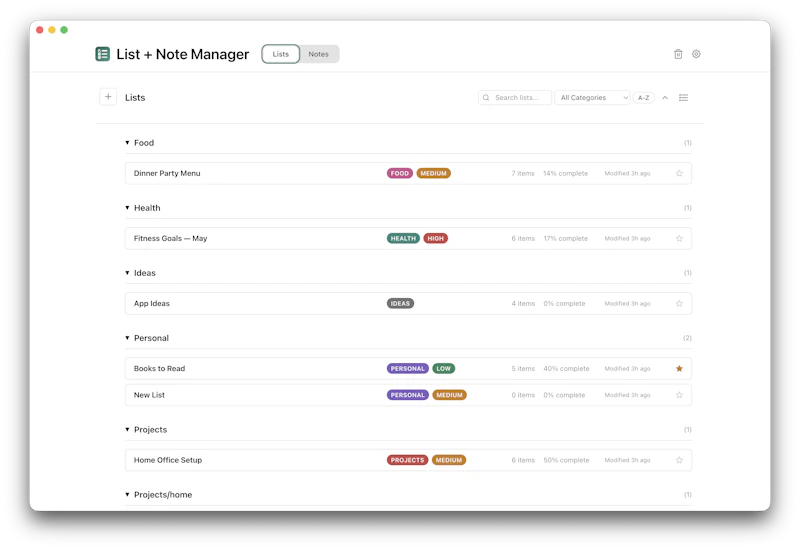 Lists & Notes screenshot 2
