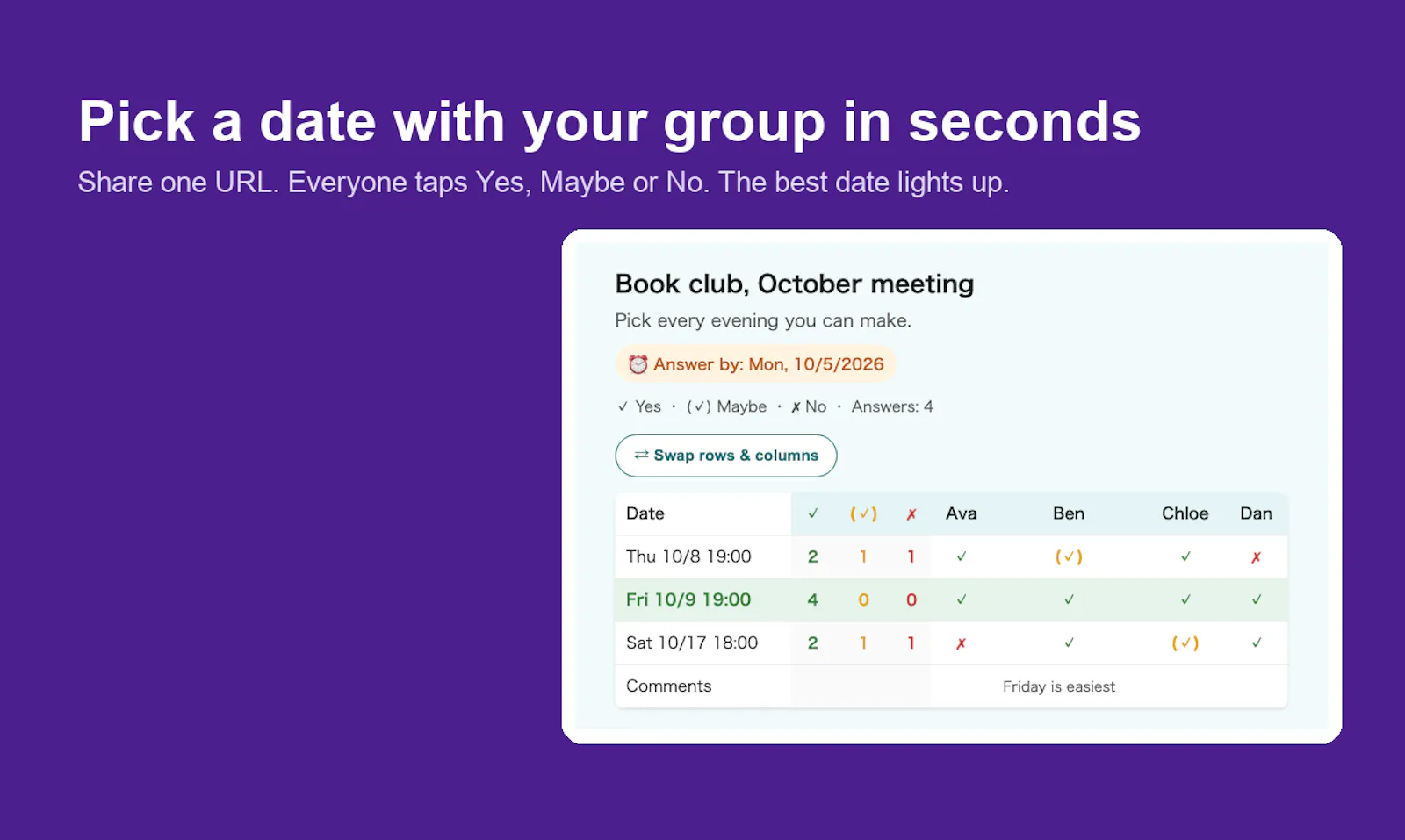 Minerva MEET Date Poll screenshot 1