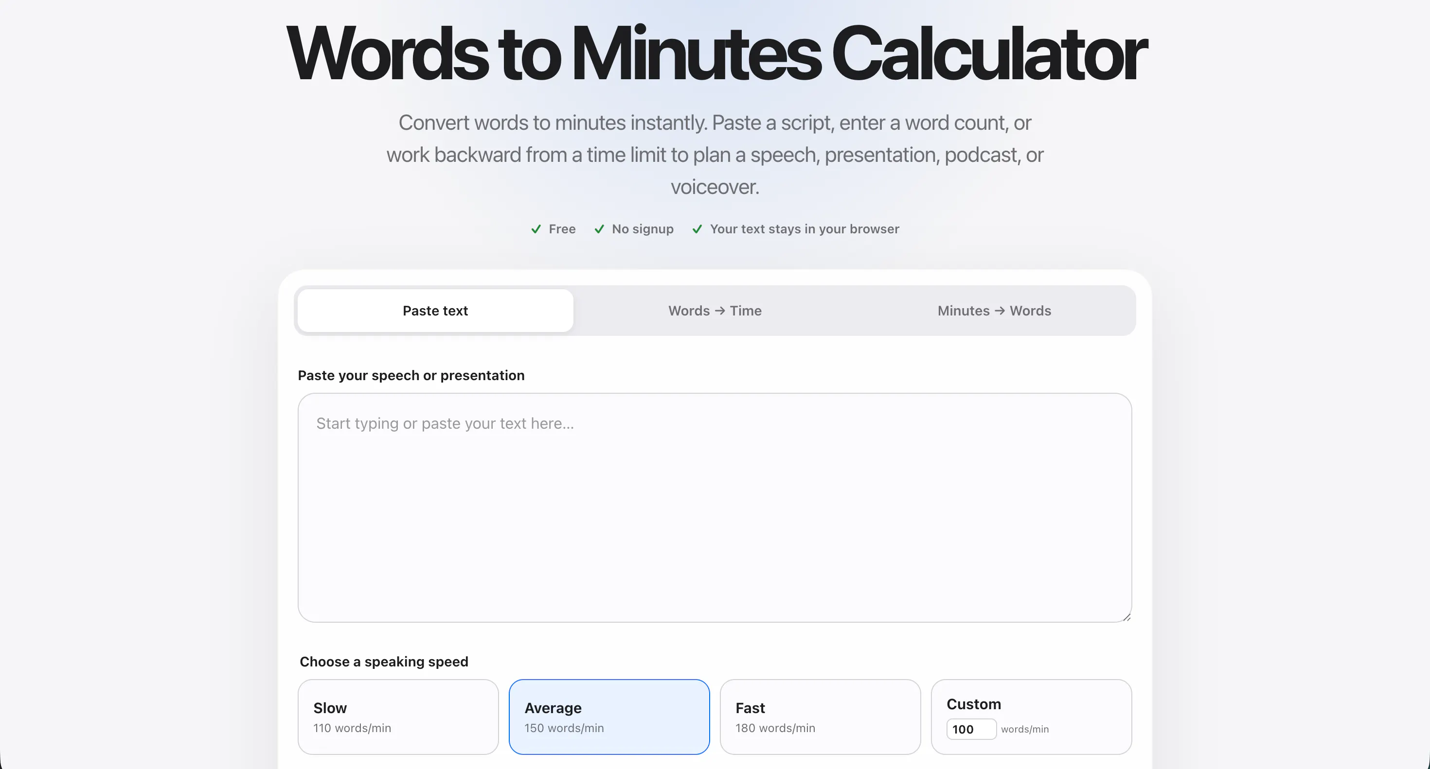 Speech Time Converter gallery image