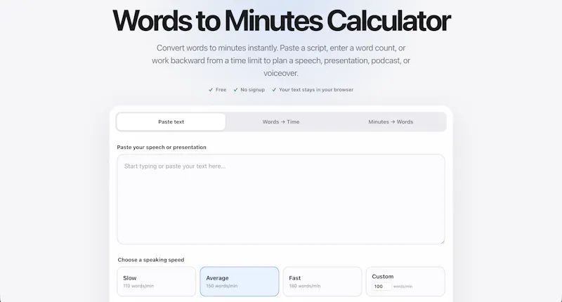 Speech Time Converter screenshot 1