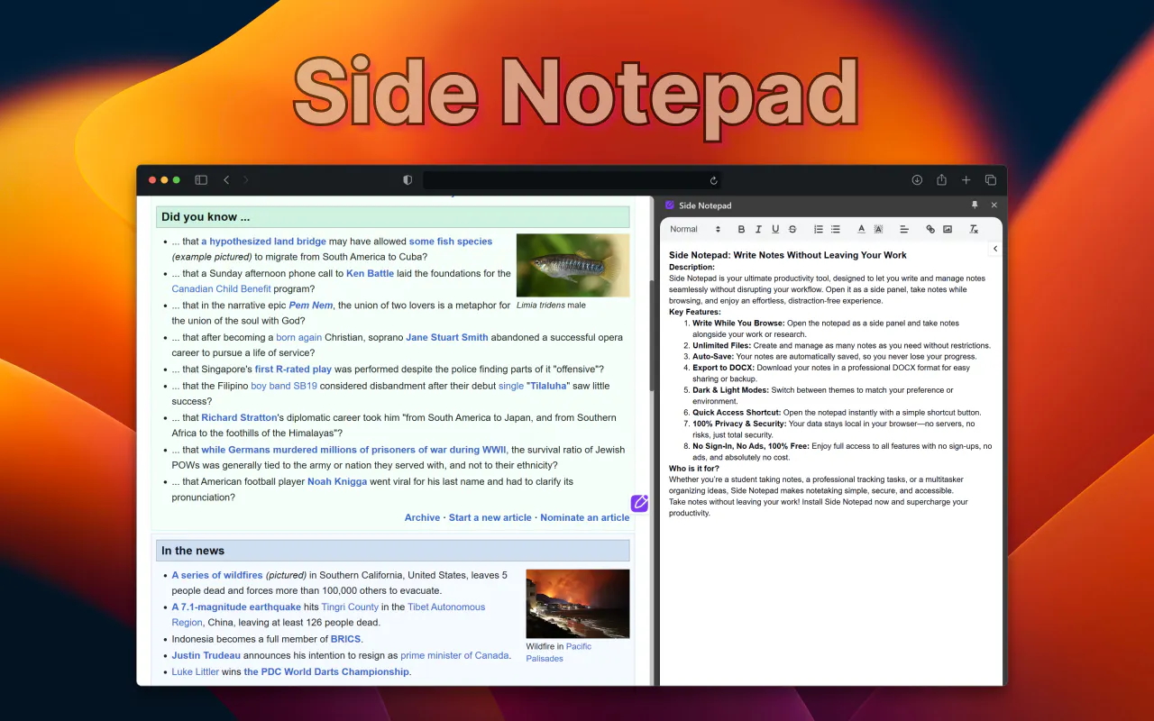Side Notepad: Write notes without leaving your work | Product Hunt