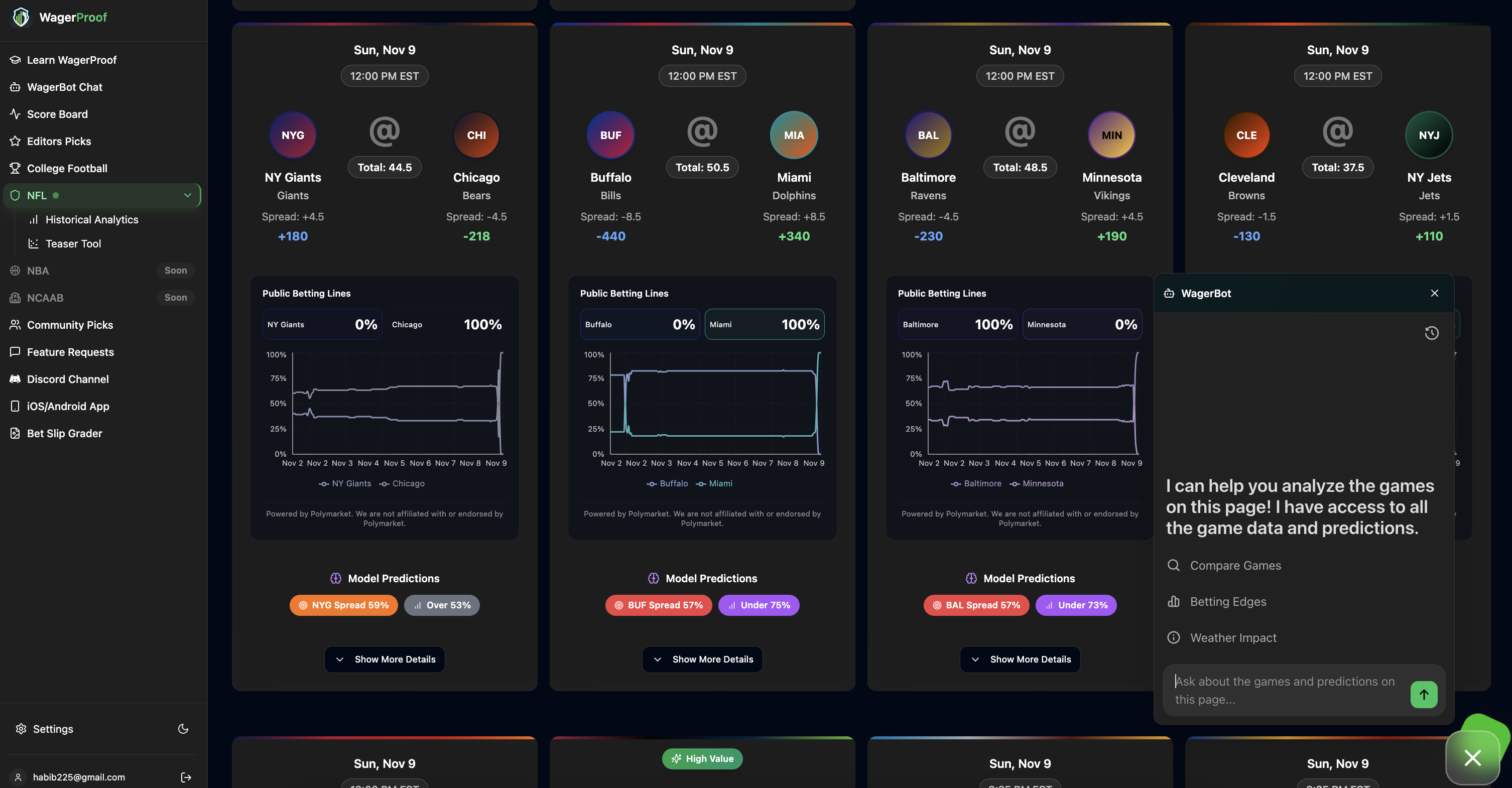 WagerProof - Main screenshot showing features and interface