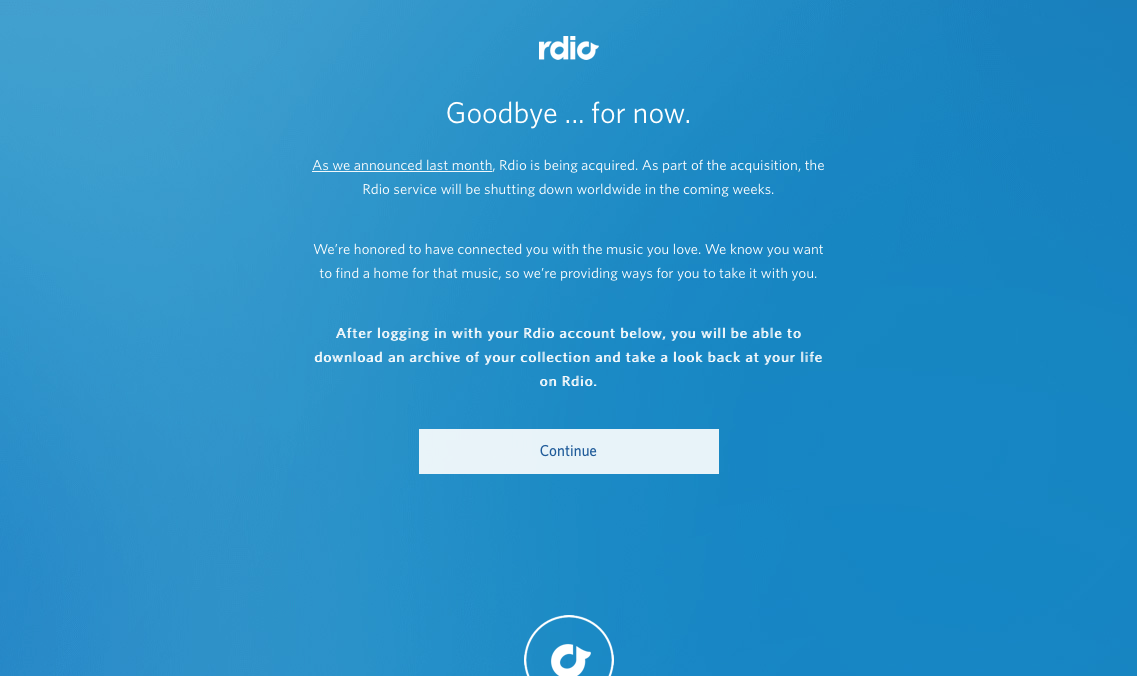 Rdio Farewell gallery image