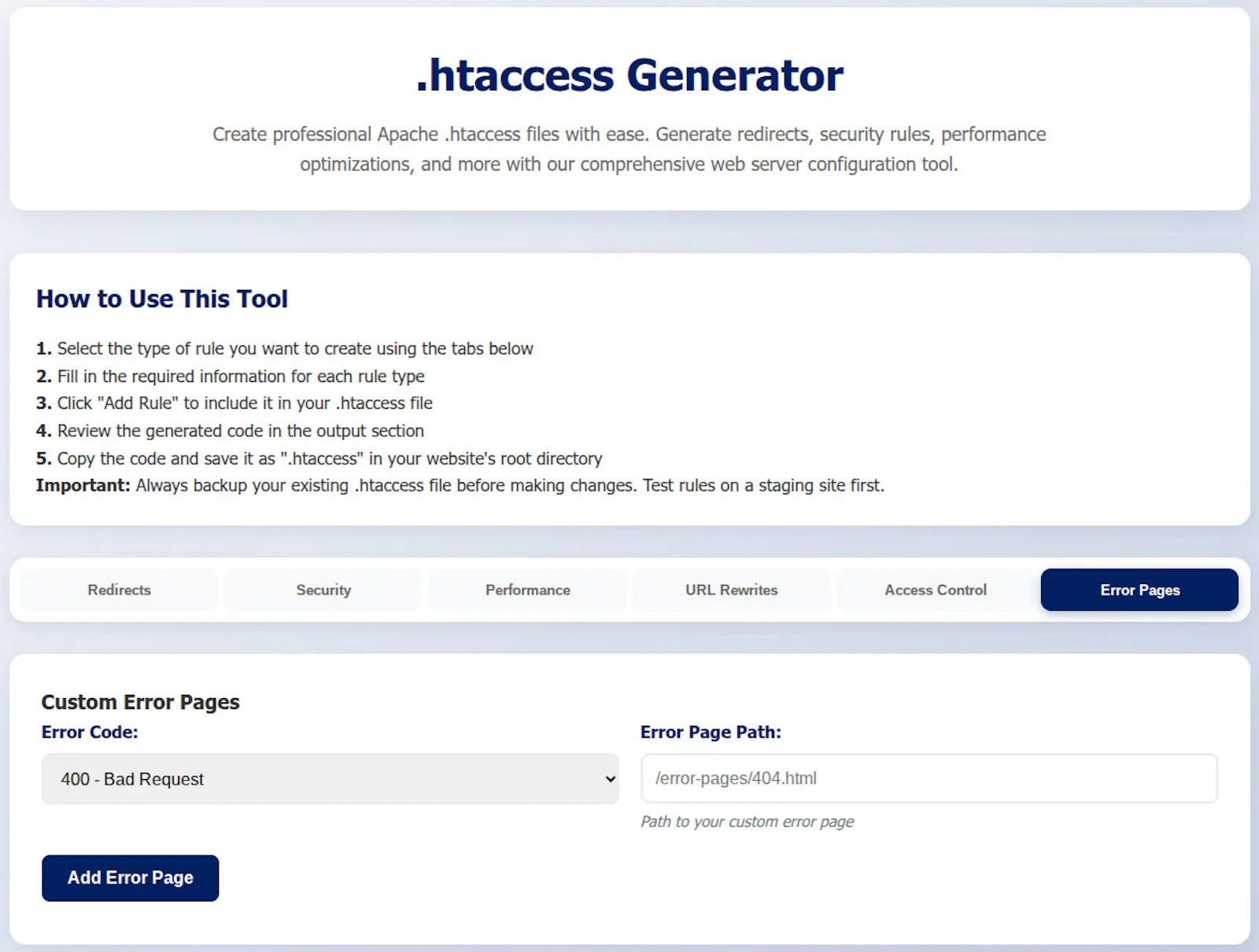 .htaccess Generator screenshot 1