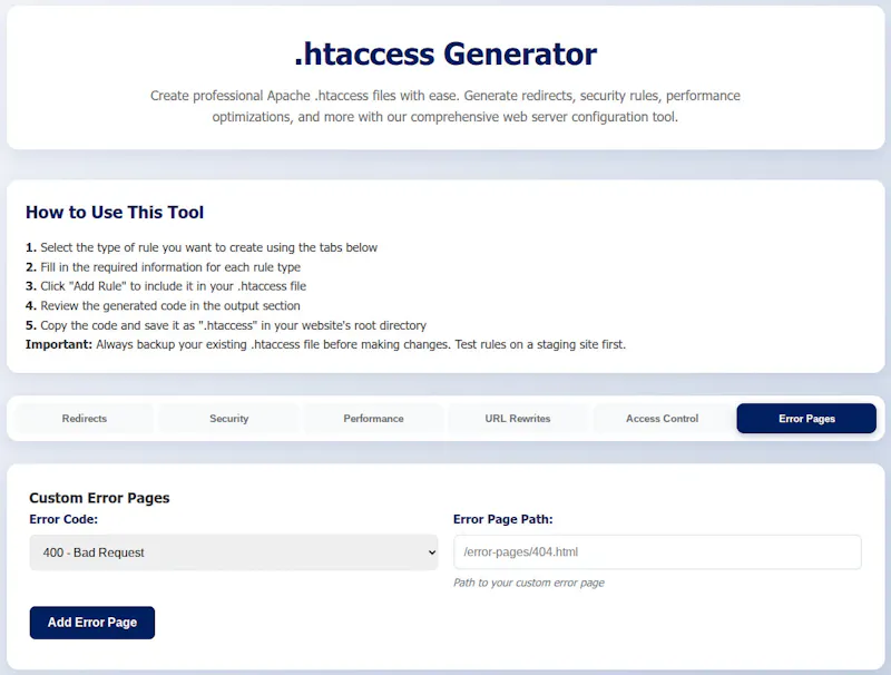 .htaccess Generator screenshot 1