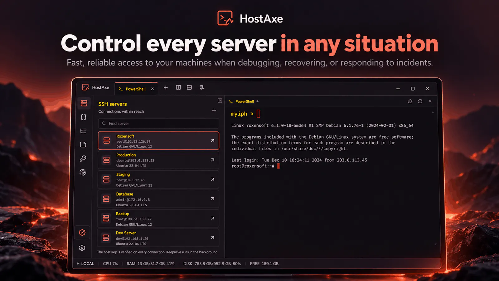 HostAxe Terminal screenshot 1