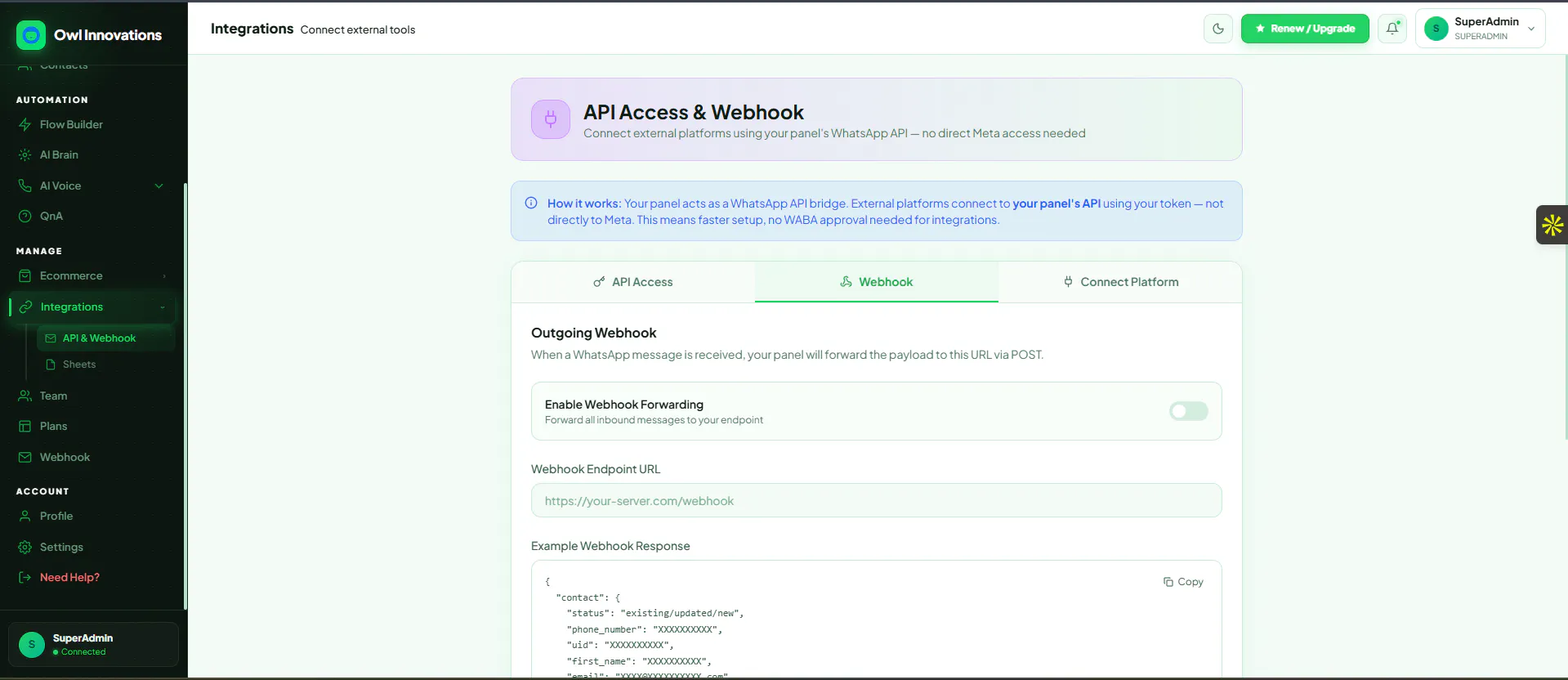Owl Innovations WhatsApp API gallery image
