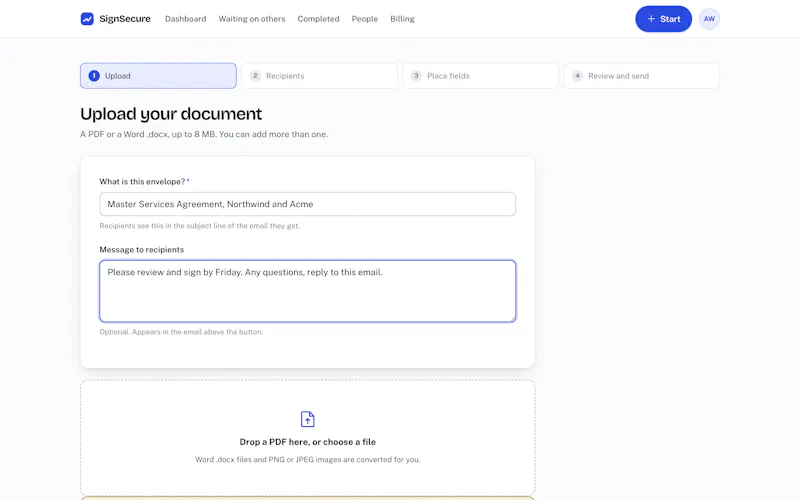 E-signature tool with AI Identity Checks screenshot 1