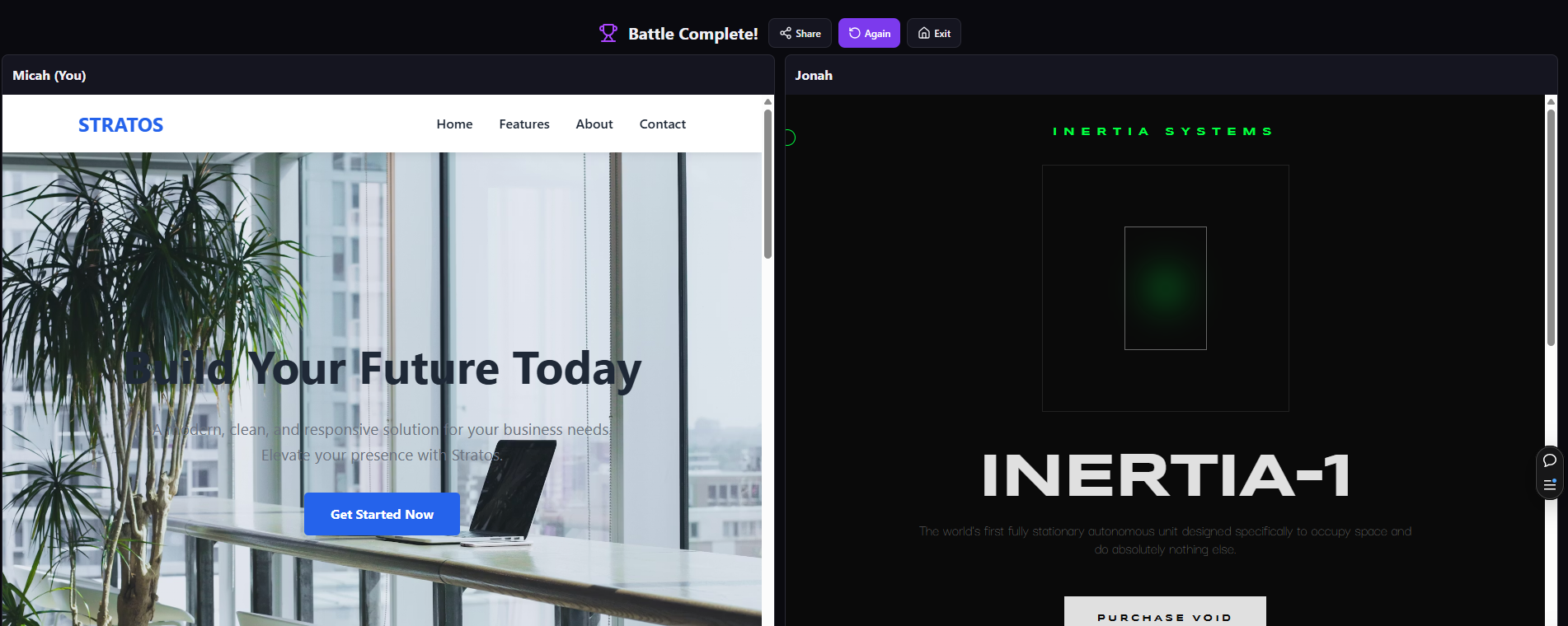 Vibe Code Wars - Screenshot 2 showing product features and functionality