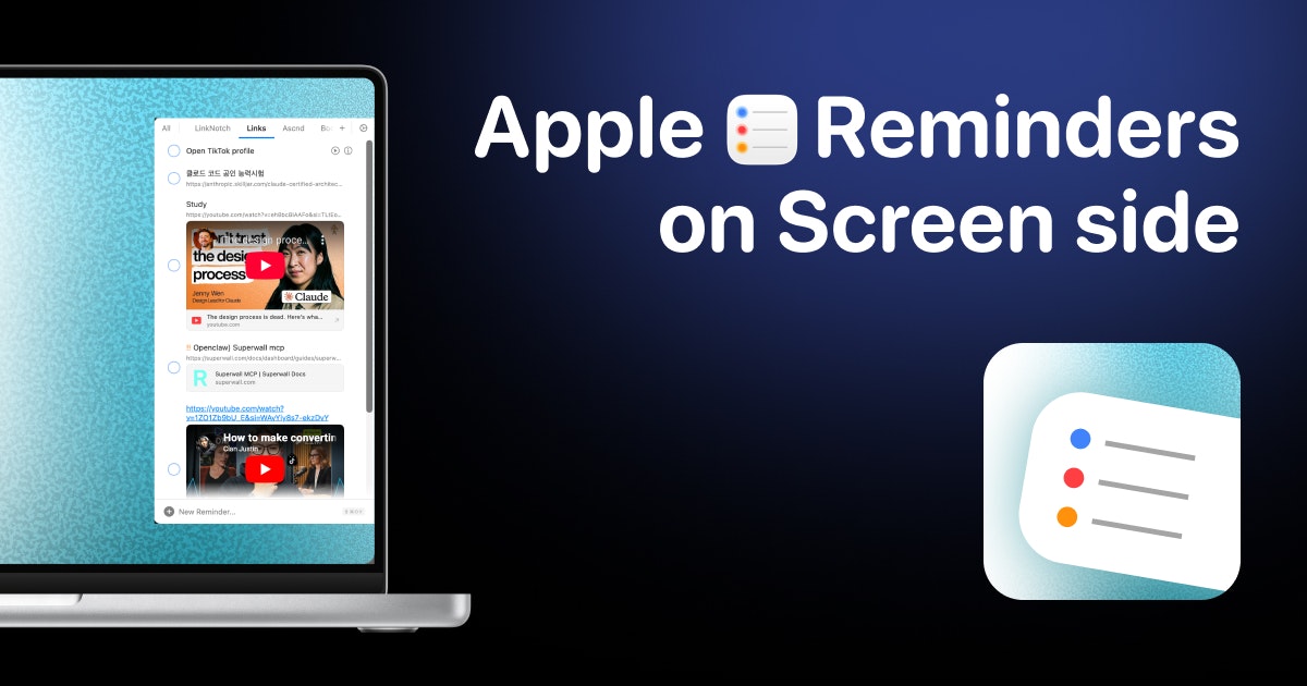 Side Reminder: Access Apple Reminders from your screen edge instanly | Product Hunt