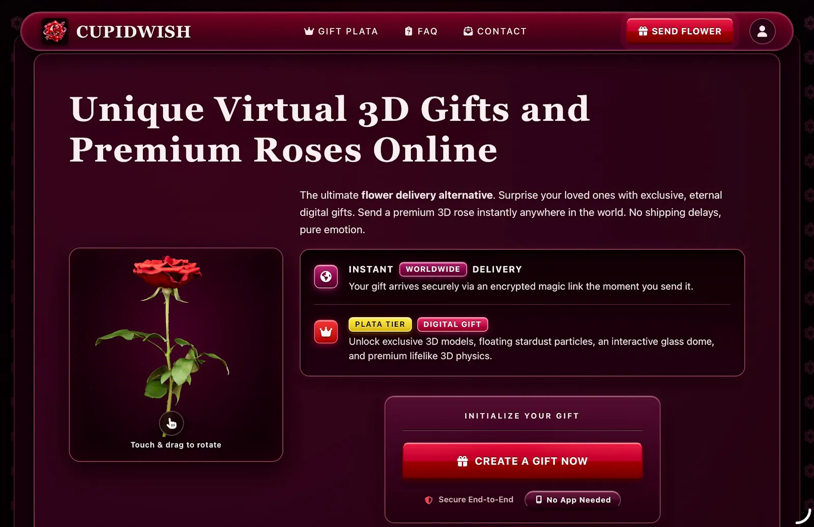 CupidWish — Gift a 3D Rose Forever Now! screenshot 1