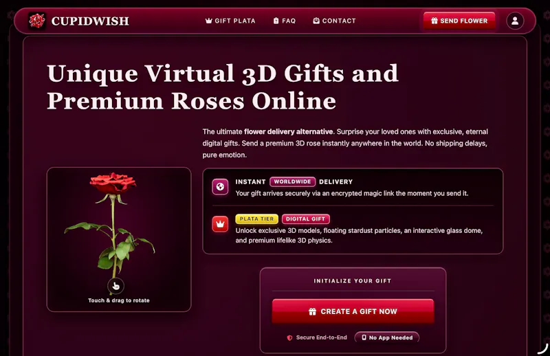 CupidWish — Gift a 3D Rose Forever Now! screenshot 1