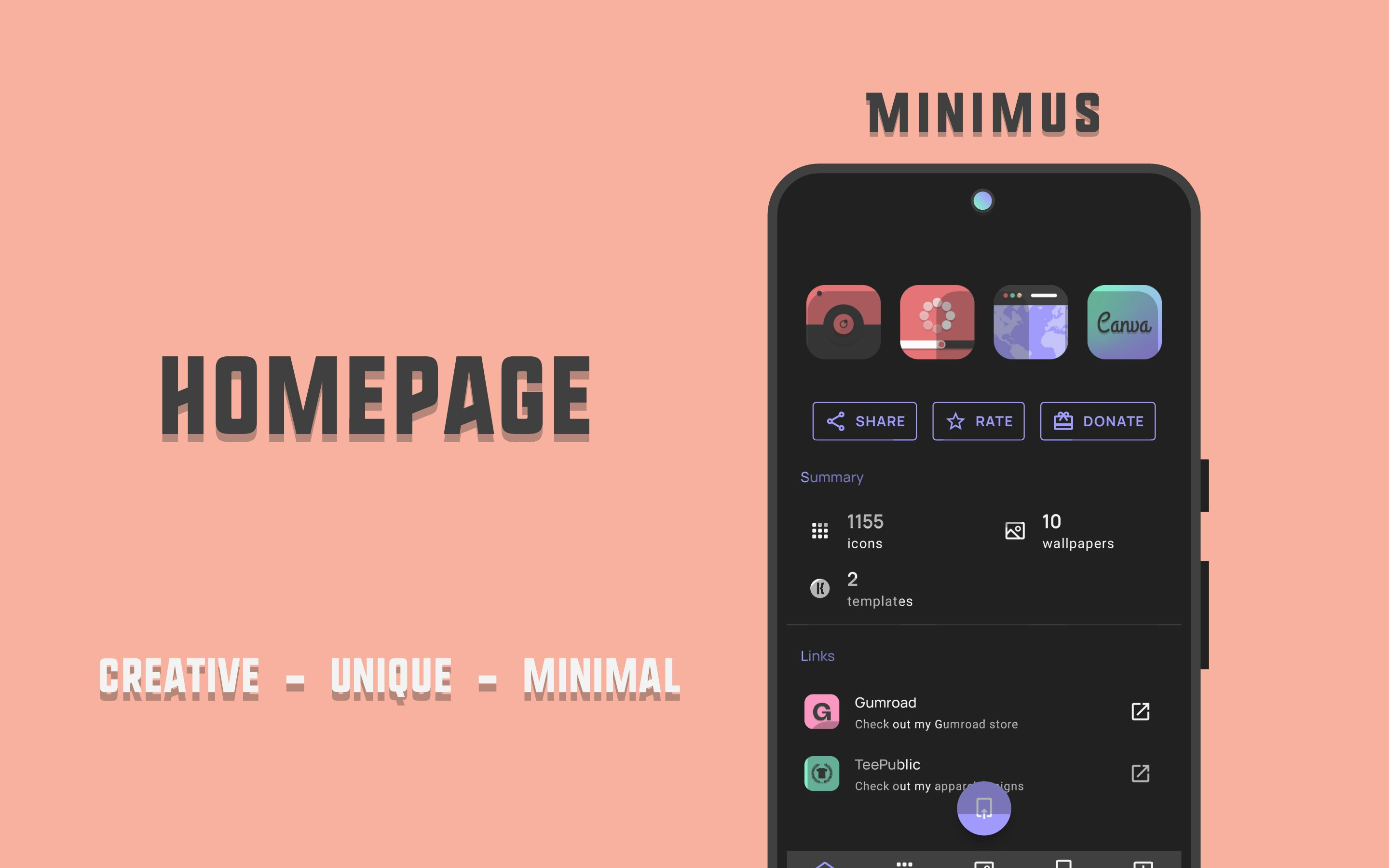 Media Ikon minimus - ikon minimum yang gelap namun bersemangat untuk peranti Android anda 7