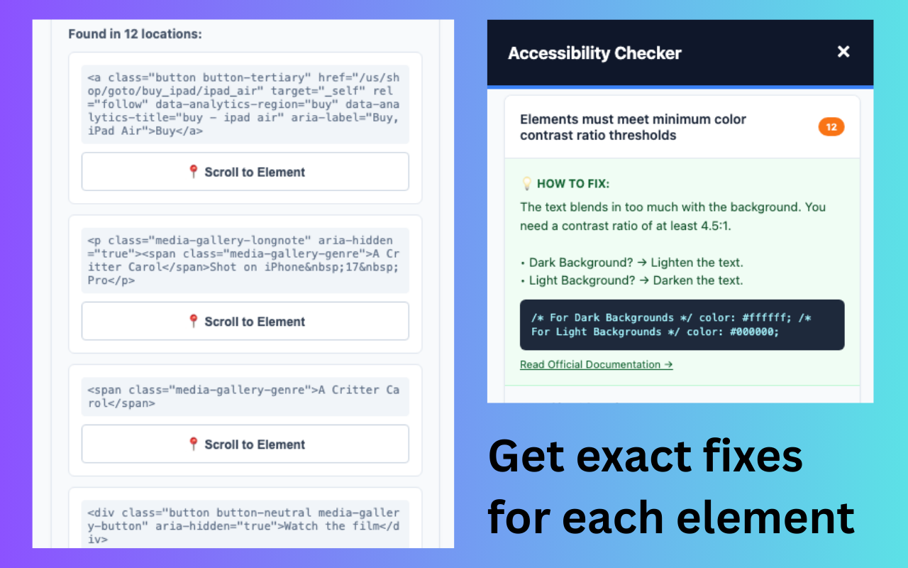 Accessibility Chrome Extension - Screenshot 2 showing product features and functionality