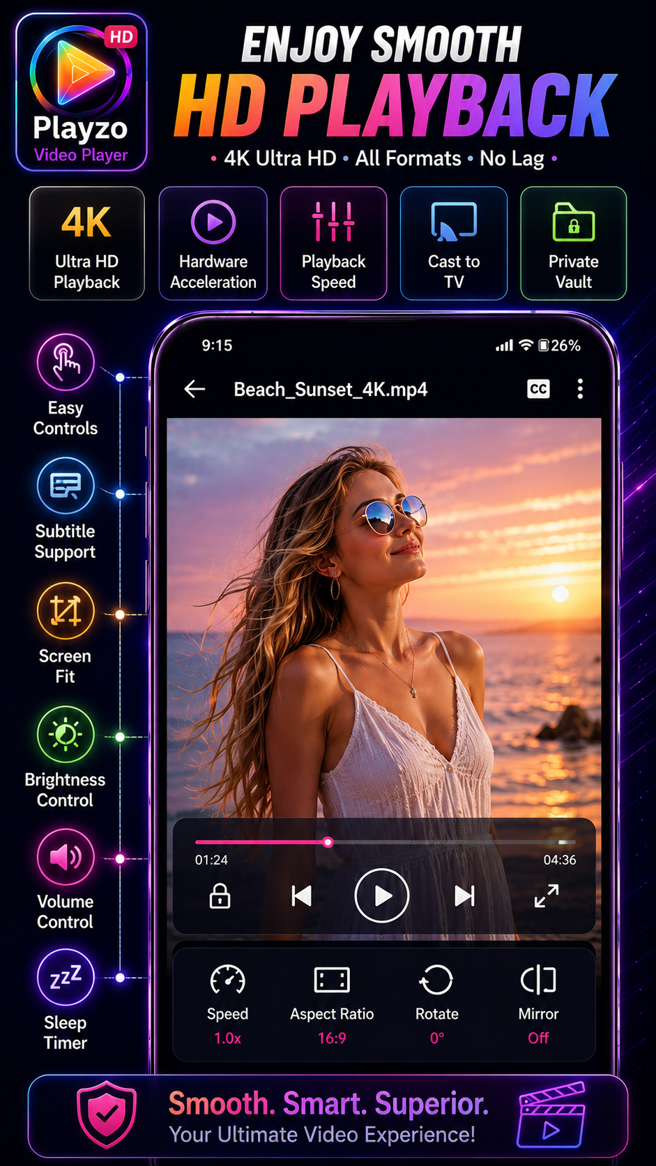 Video player for all format gallery image