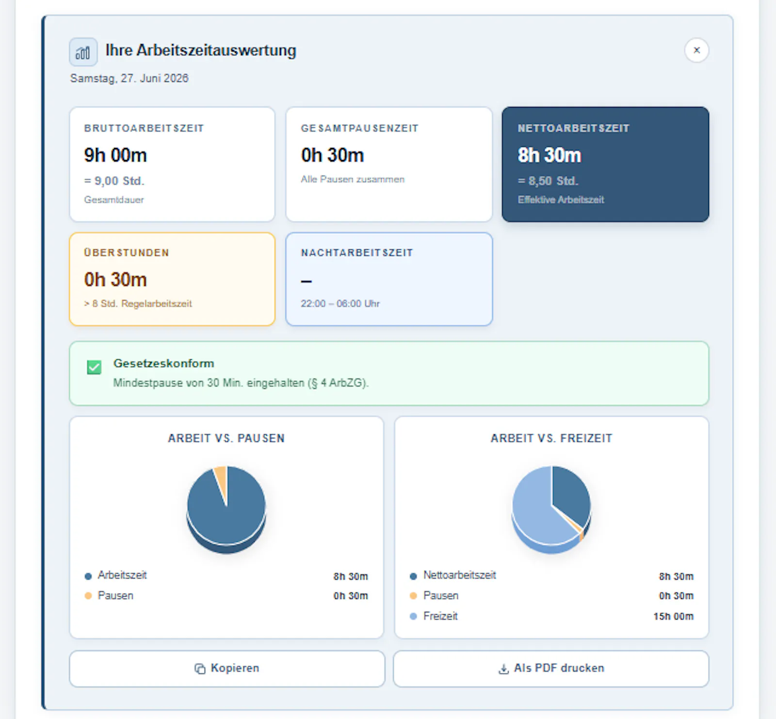 Arbeitszeitrechner screenshot 3