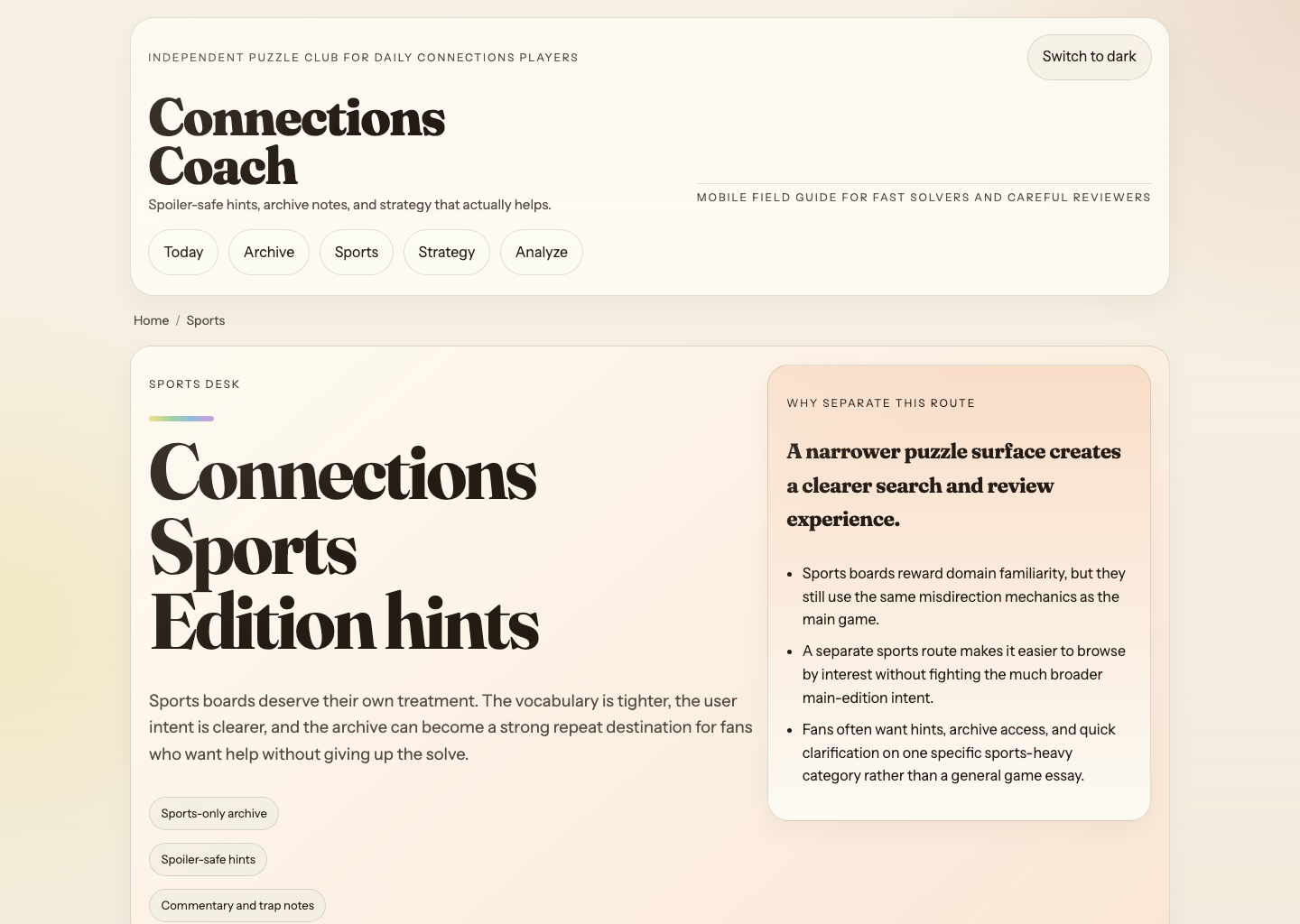 Connections Coach gallery image