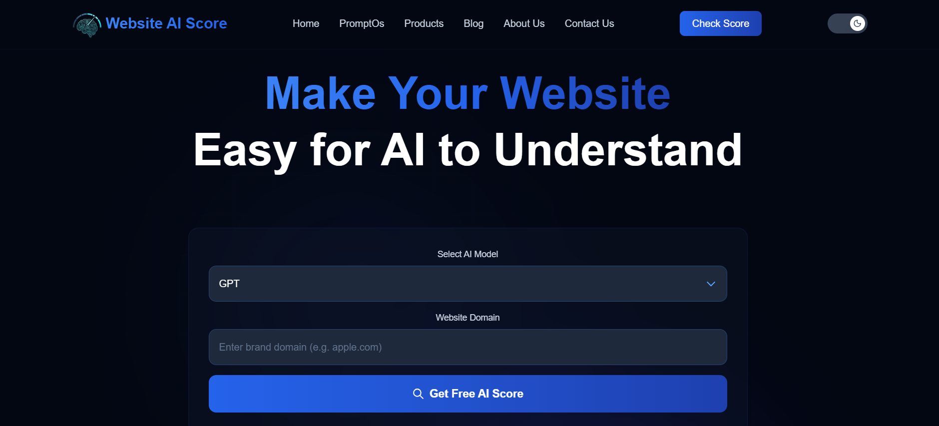Website AI Score - Main product screenshot demonstrating key features and user interface